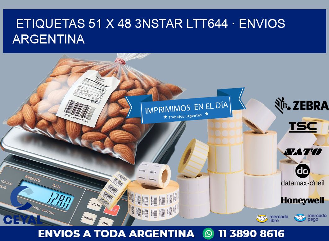 ETIQUETAS 51 x 48 3NSTAR LTT644 · ENVIOS ARGENTINA