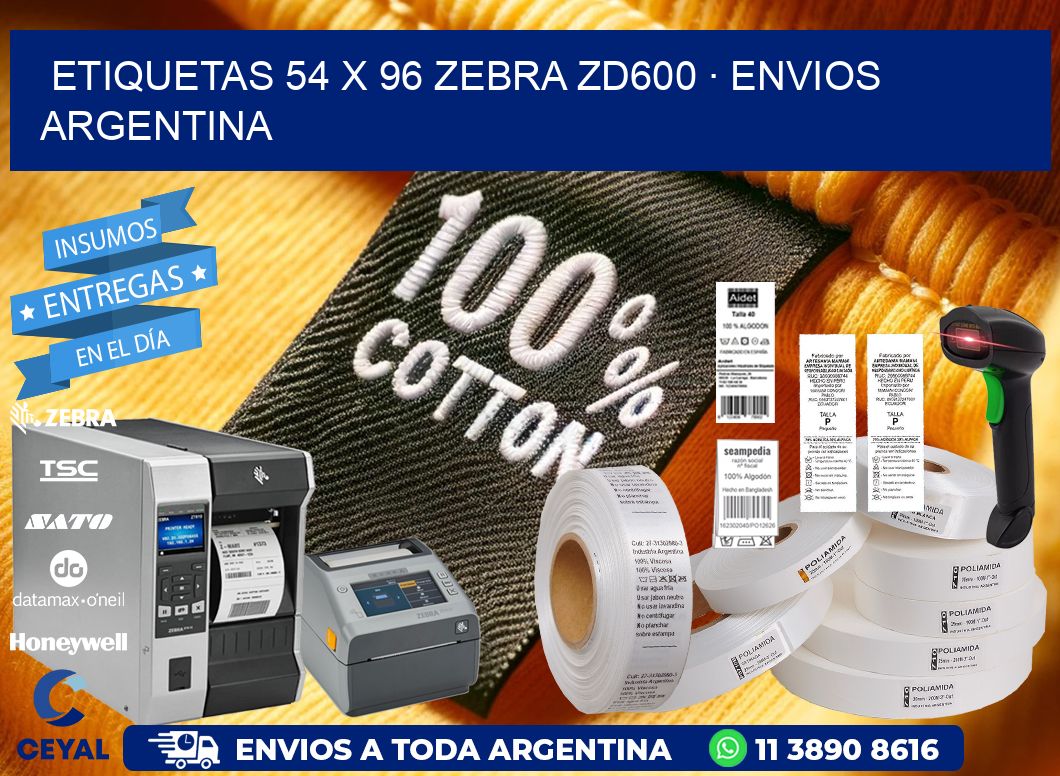 ETIQUETAS 54 x 96 ZEBRA ZD600 · ENVIOS ARGENTINA
