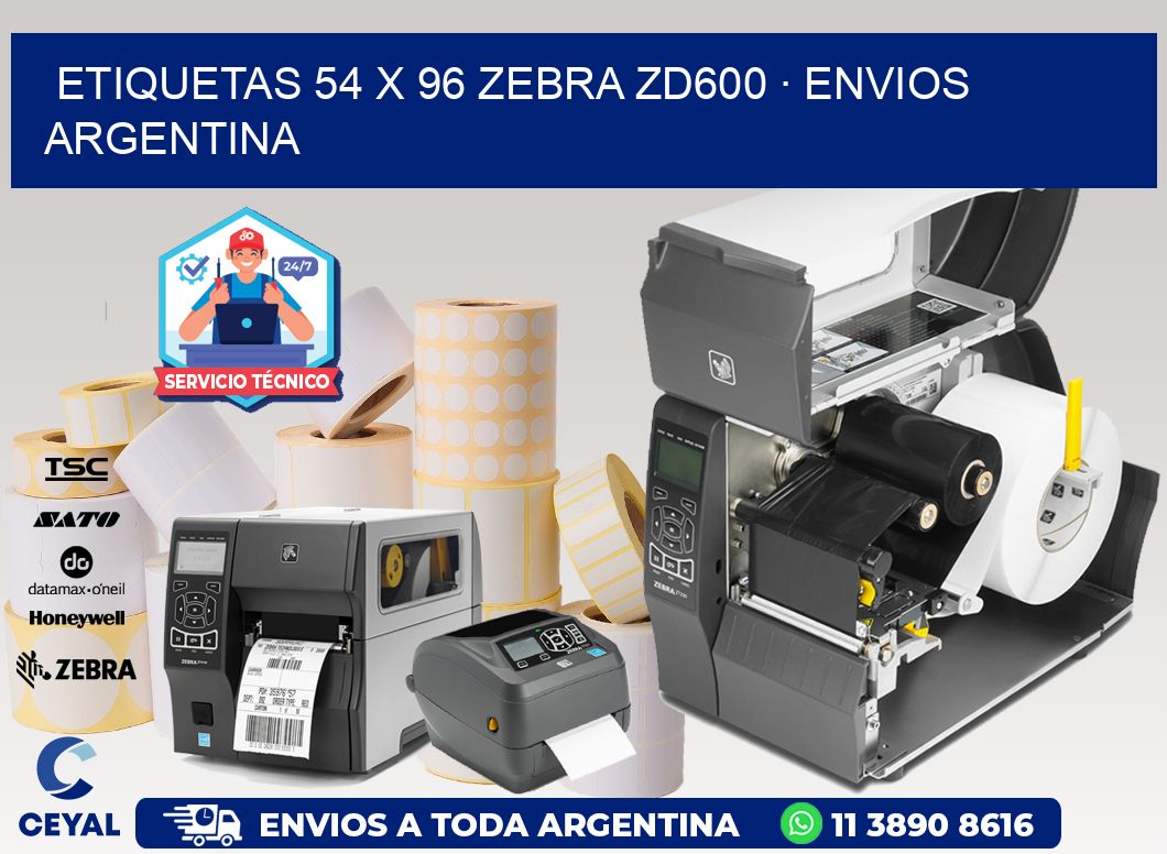 ETIQUETAS 54 x 96 ZEBRA ZD600 · ENVIOS ARGENTINA
