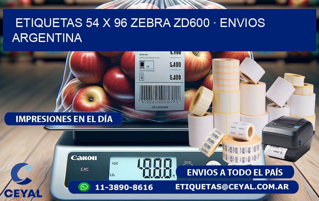 ETIQUETAS 54 x 96 ZEBRA ZD600 · ENVIOS ARGENTINA