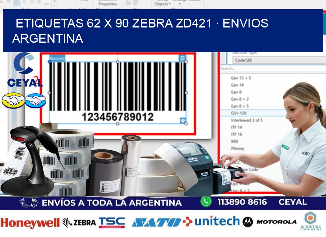ETIQUETAS 62 x 90 ZEBRA ZD421 · ENVIOS ARGENTINA