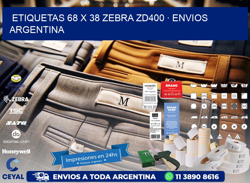 ETIQUETAS 68 x 38 ZEBRA ZD400 · ENVIOS ARGENTINA