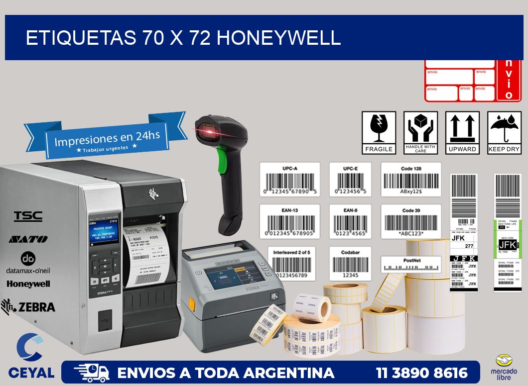 ETIQUETAS 70 x 72 HONEYWELL