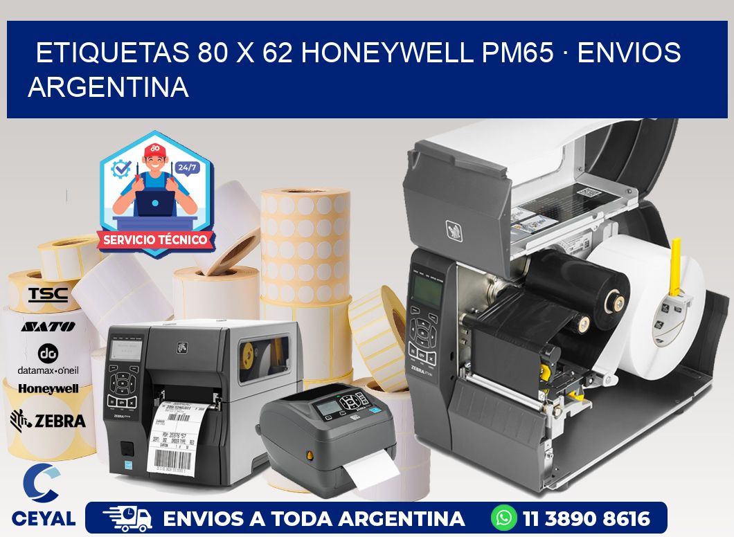 ETIQUETAS 80 x 62 HONEYWELL PM65 · ENVIOS ARGENTINA