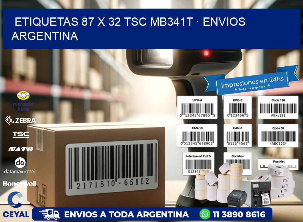 ETIQUETAS 87 x 32 TSC MB341T · ENVIOS ARGENTINA