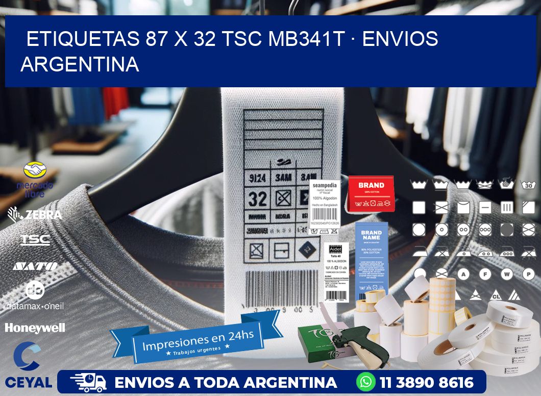 ETIQUETAS 87 x 32 TSC MB341T · ENVIOS ARGENTINA