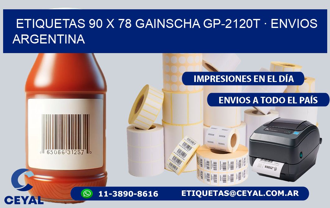 ETIQUETAS 90 x 78 GAINSCHA GP-2120T · ENVIOS ARGENTINA