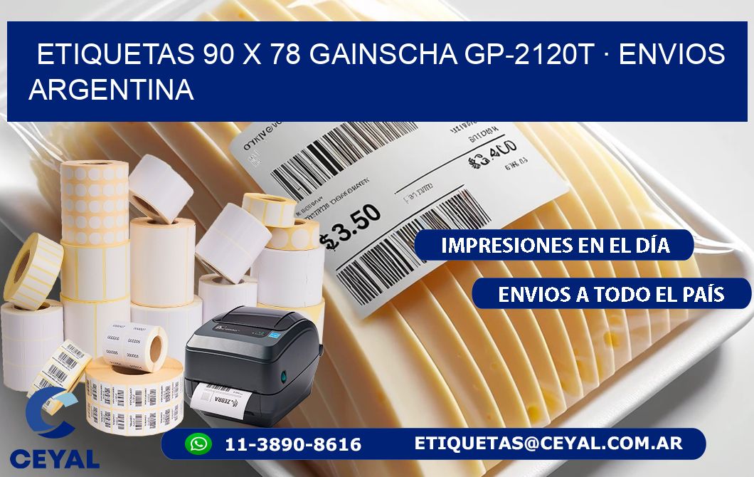 ETIQUETAS 90 x 78 GAINSCHA GP-2120T · ENVIOS ARGENTINA