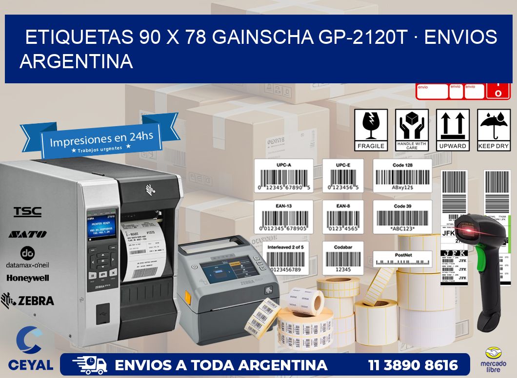 ETIQUETAS 90 x 78 GAINSCHA GP-2120T · ENVIOS ARGENTINA