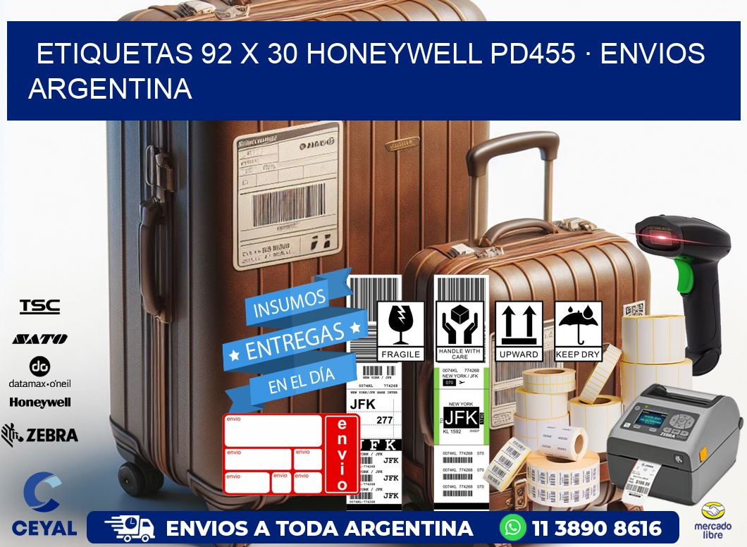 ETIQUETAS 92 x 30 HONEYWELL PD455 · ENVIOS ARGENTINA