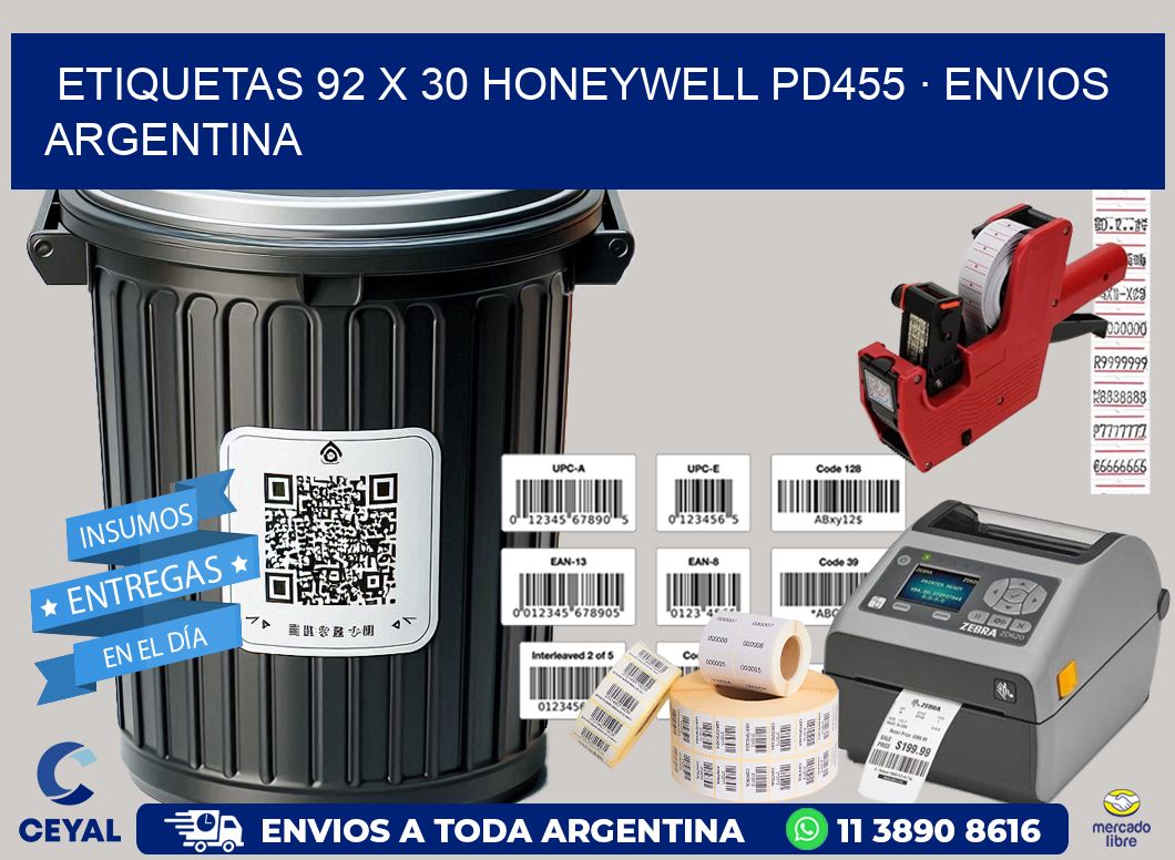 ETIQUETAS 92 x 30 HONEYWELL PD455 · ENVIOS ARGENTINA