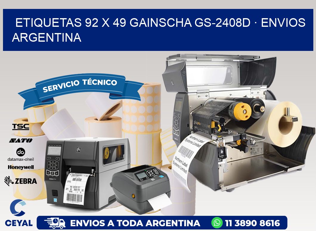 ETIQUETAS 92 x 49 GAINSCHA GS-2408D · ENVIOS ARGENTINA