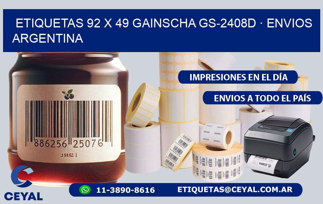 ETIQUETAS 92 x 49 GAINSCHA GS-2408D · ENVIOS ARGENTINA