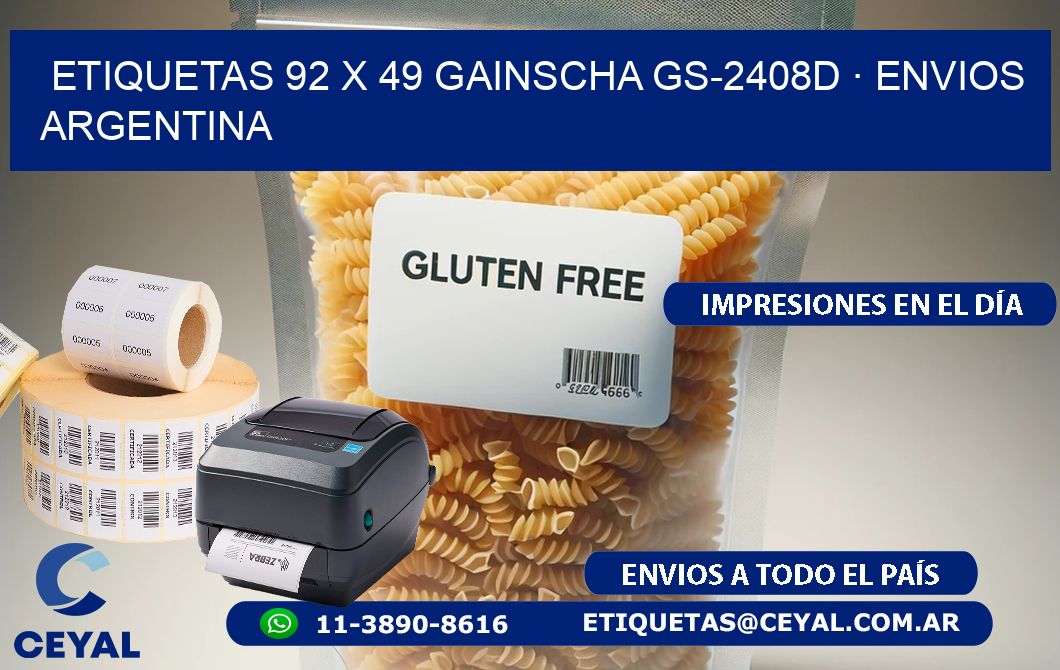ETIQUETAS 92 x 49 GAINSCHA GS-2408D · ENVIOS ARGENTINA