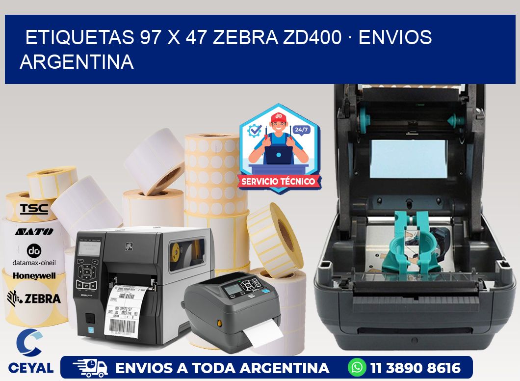 ETIQUETAS 97 x 47 ZEBRA ZD400 · ENVIOS ARGENTINA