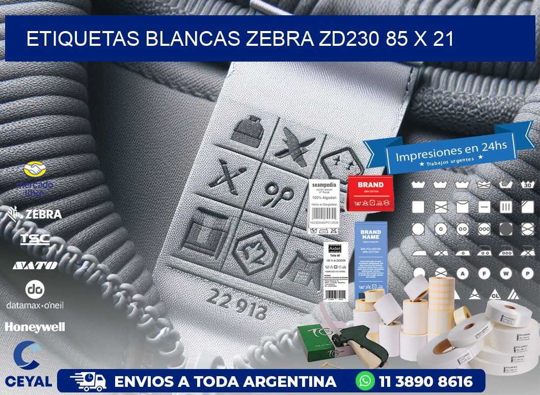 ETIQUETAS BLANCAS ZEBRA ZD230 85 x 21