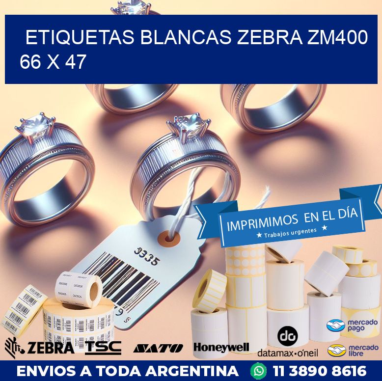 ETIQUETAS BLANCAS ZEBRA ZM400 66 x 47
