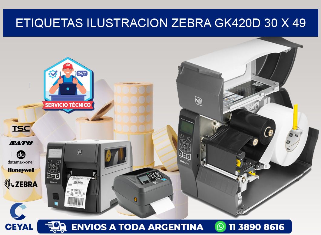 ETIQUETAS ILUSTRACION ZEBRA GK420D 30 x 49