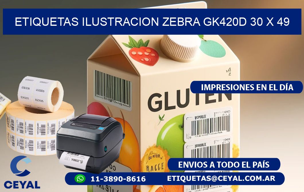 ETIQUETAS ILUSTRACION ZEBRA GK420D 30 x 49