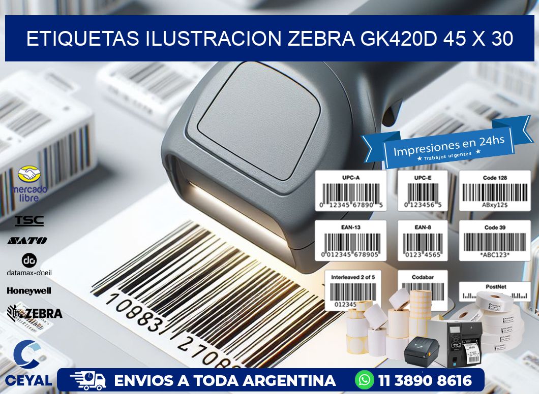 ETIQUETAS ILUSTRACION ZEBRA GK420D 45 x 30