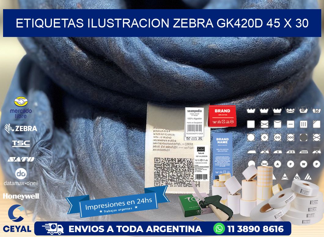ETIQUETAS ILUSTRACION ZEBRA GK420D 45 x 30