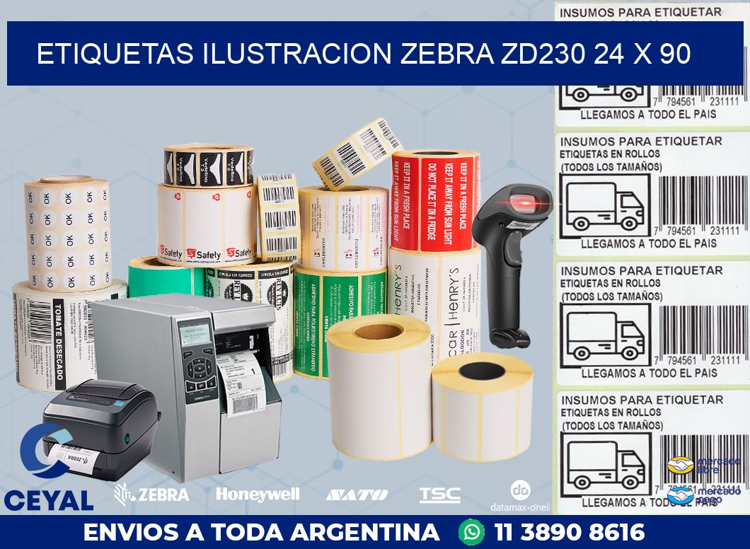 ETIQUETAS ILUSTRACION ZEBRA ZD230 24 x 90