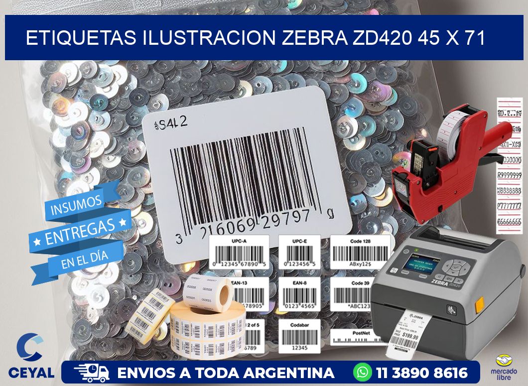 ETIQUETAS ILUSTRACION ZEBRA ZD420 45 x 71