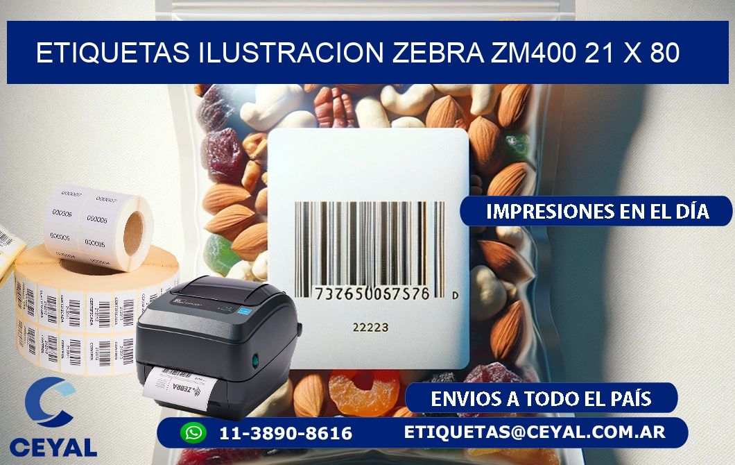 ETIQUETAS ILUSTRACION ZEBRA ZM400 21 x 80