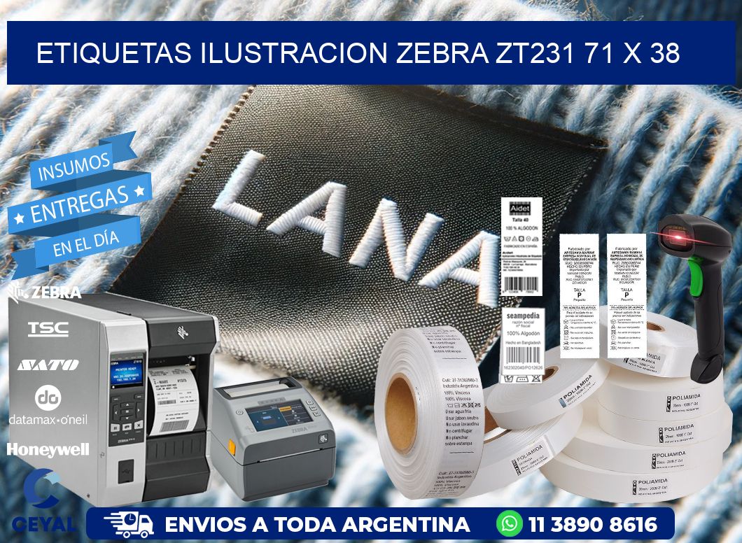 ETIQUETAS ILUSTRACION ZEBRA ZT231 71 x 38