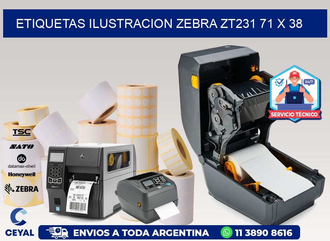 ETIQUETAS ILUSTRACION ZEBRA ZT231 71 x 38
