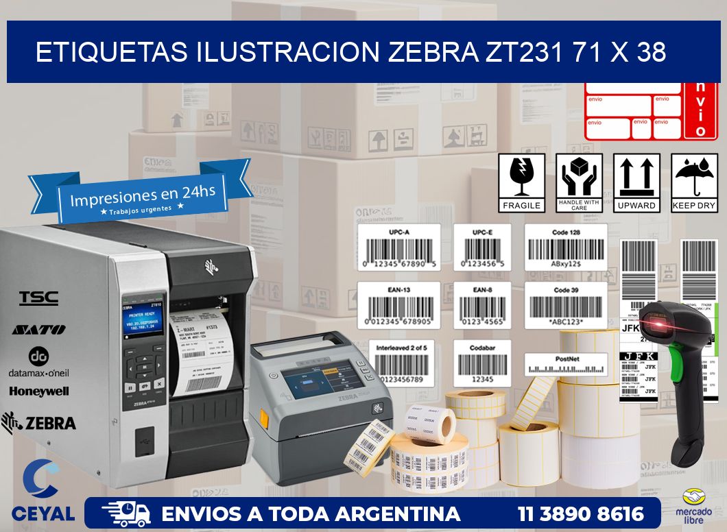ETIQUETAS ILUSTRACION ZEBRA ZT231 71 x 38