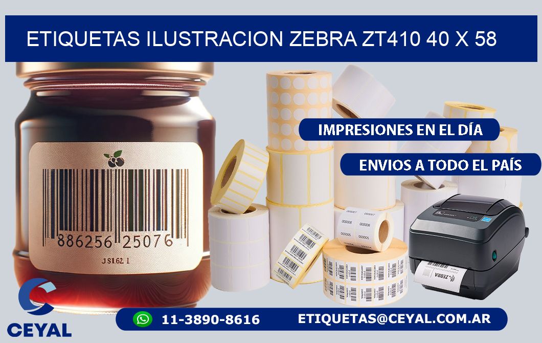 ETIQUETAS ILUSTRACION ZEBRA ZT410 40 x 58