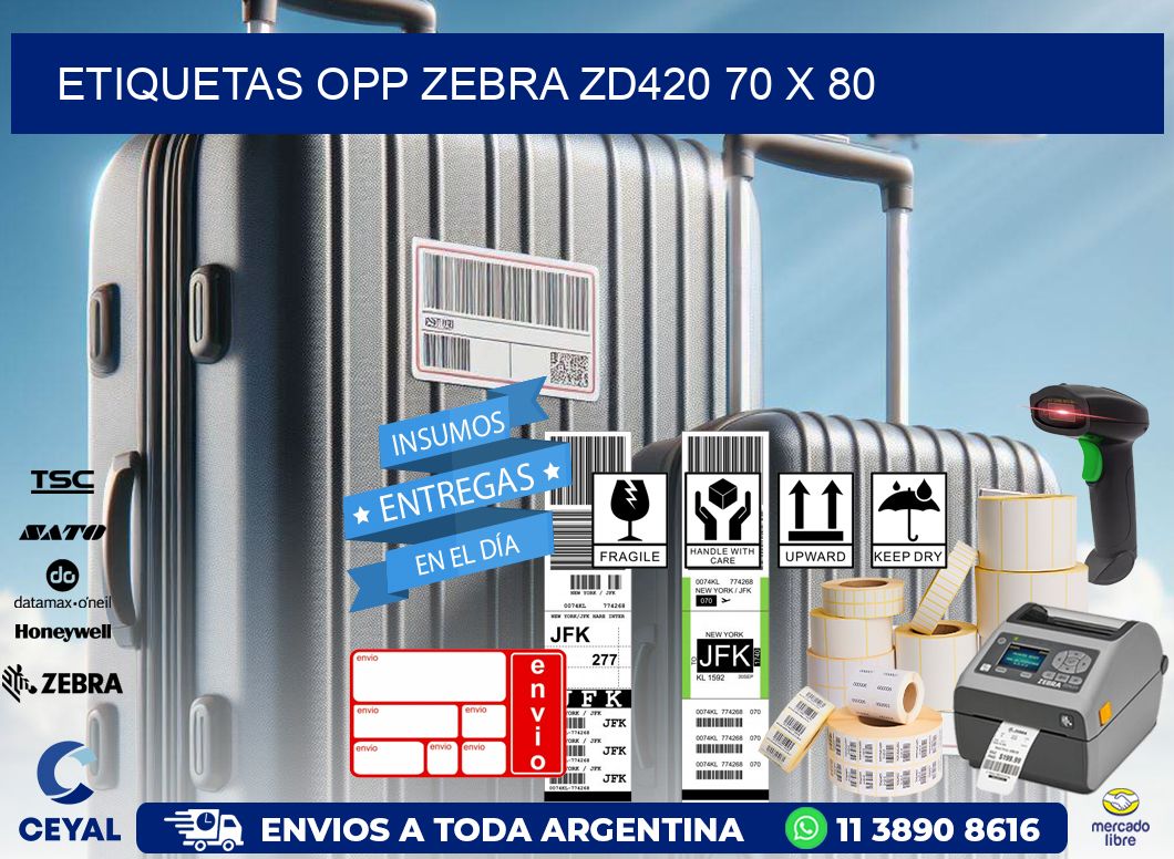 ETIQUETAS OPP ZEBRA ZD420 70 x 80