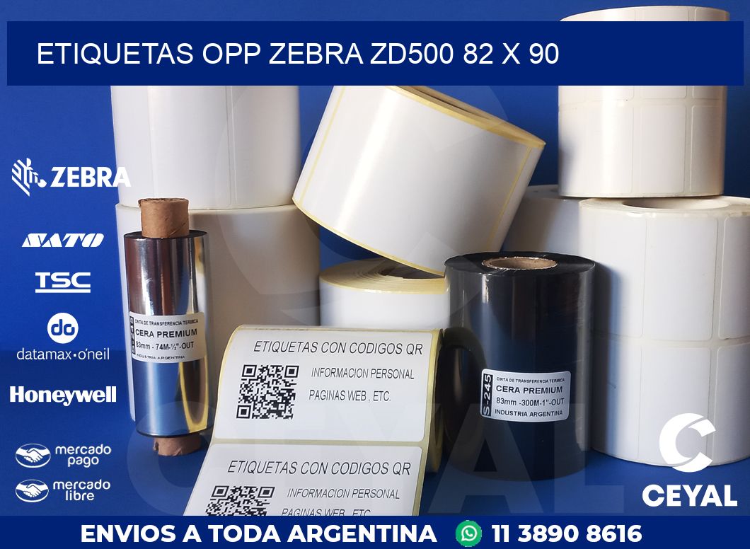 ETIQUETAS OPP ZEBRA ZD500 82 x 90