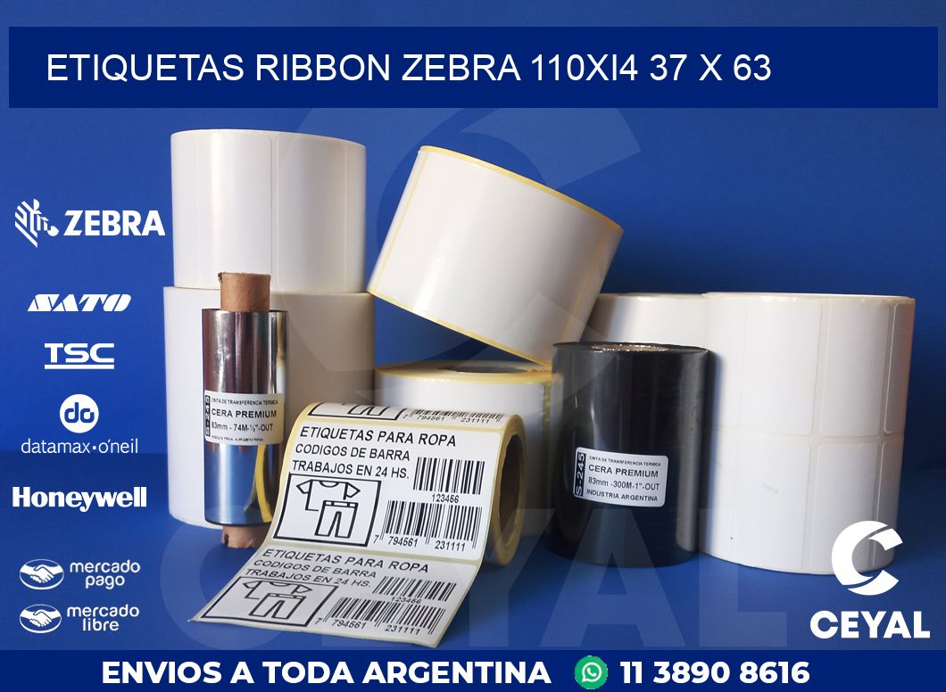 ETIQUETAS RIBBON Zebra 110Xi4 37 x 63