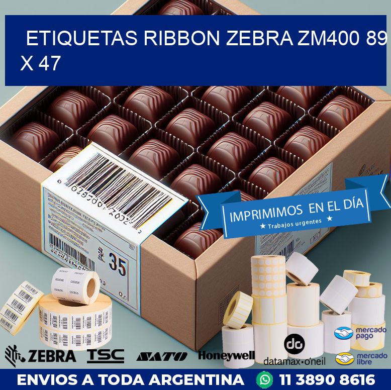 ETIQUETAS RIBBON Zebra ZM400 89 x 47