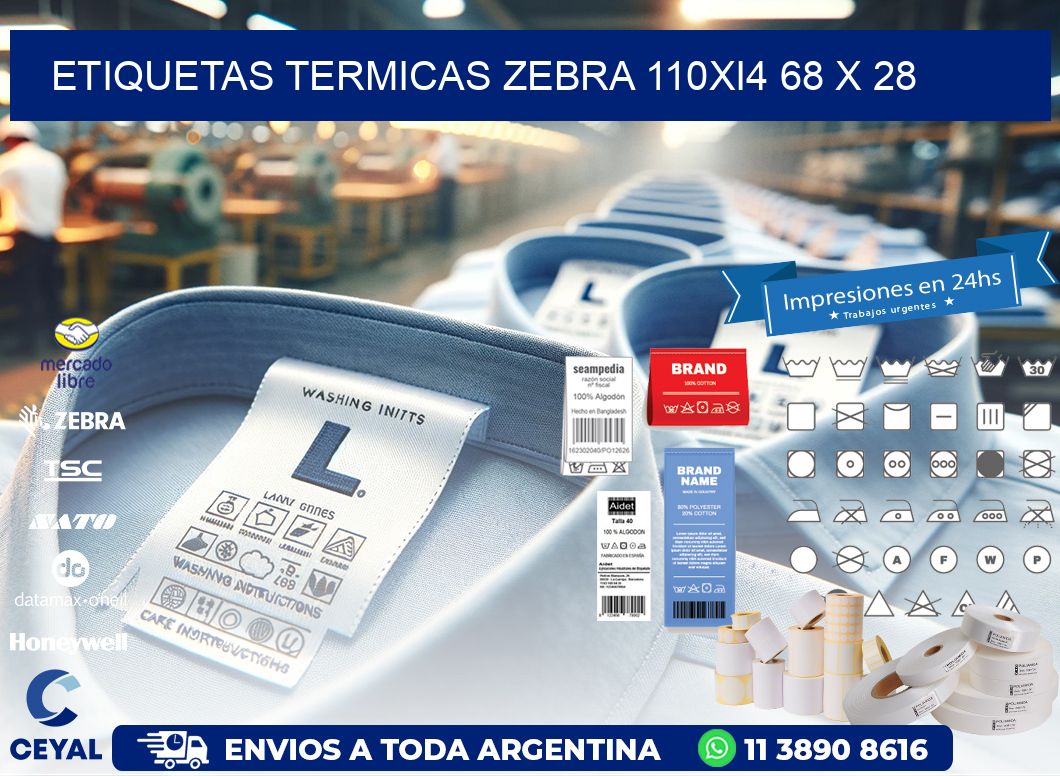 ETIQUETAS TERMICAS ZEBRA 110Xi4 68 x 28