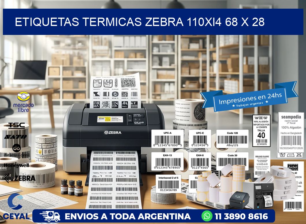 ETIQUETAS TERMICAS ZEBRA 110Xi4 68 x 28