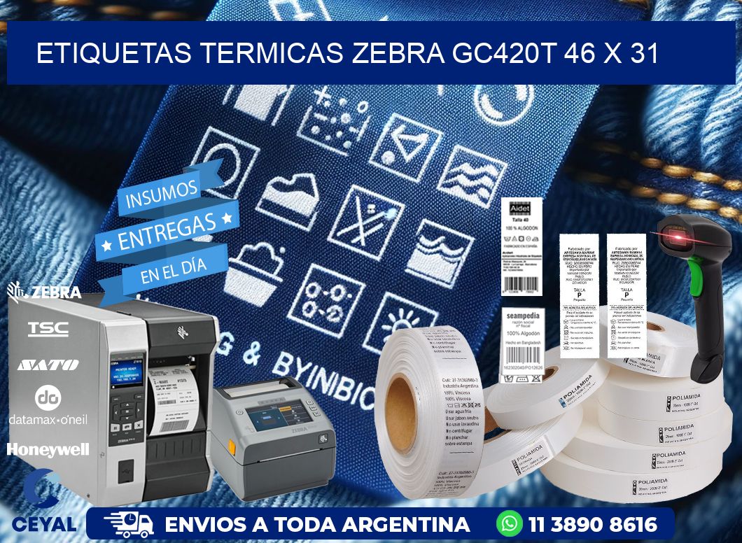 ETIQUETAS TERMICAS ZEBRA GC420T 46 x 31
