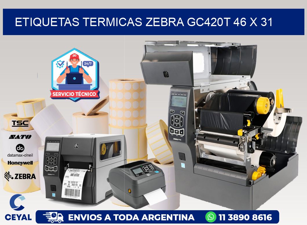 ETIQUETAS TERMICAS ZEBRA GC420T 46 x 31