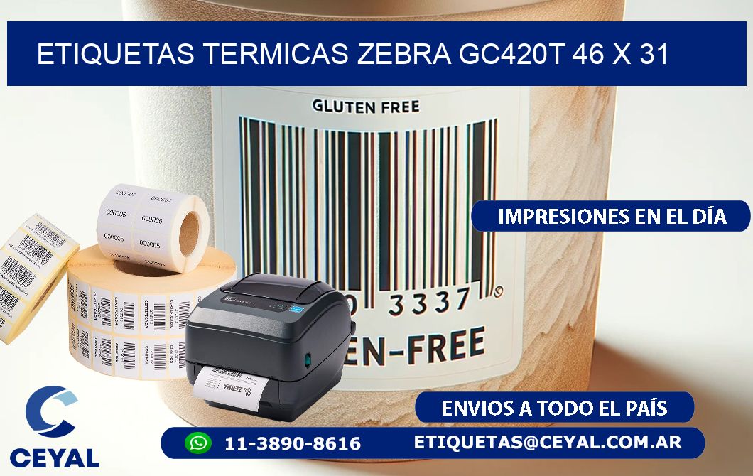 ETIQUETAS TERMICAS ZEBRA GC420T 46 x 31