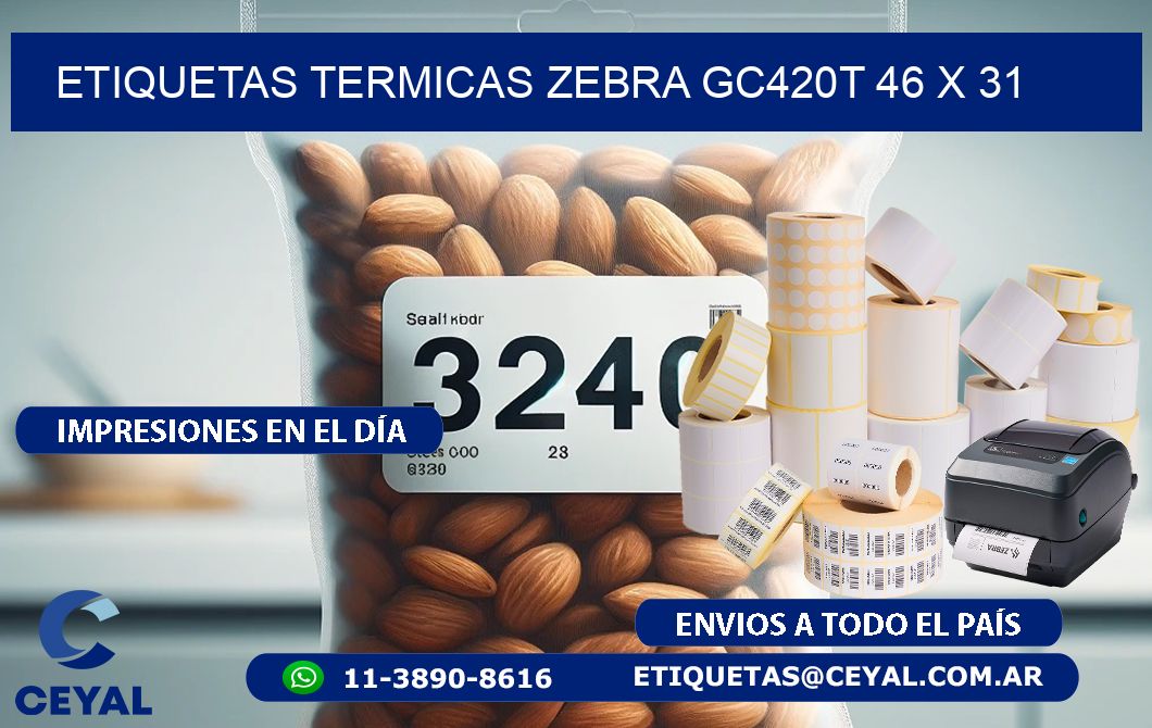 ETIQUETAS TERMICAS ZEBRA GC420T 46 x 31