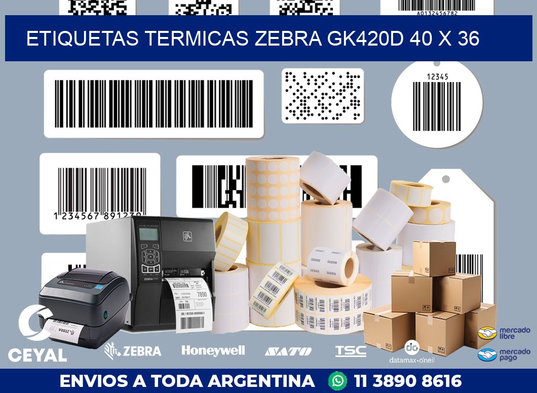 ETIQUETAS TERMICAS ZEBRA GK420D 40 x 36