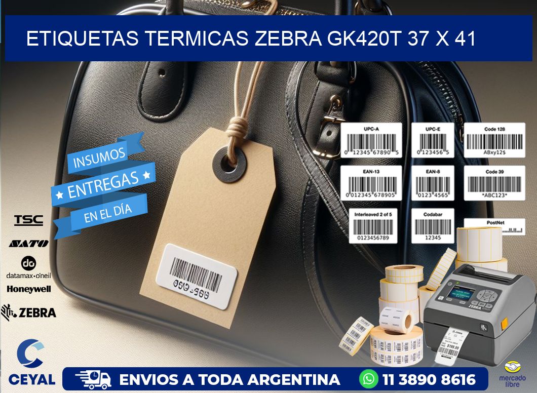 ETIQUETAS TERMICAS ZEBRA GK420T 37 x 41
