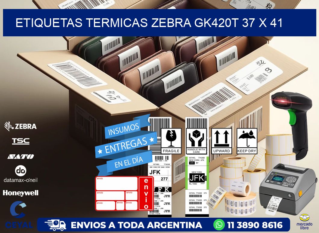 ETIQUETAS TERMICAS ZEBRA GK420T 37 x 41