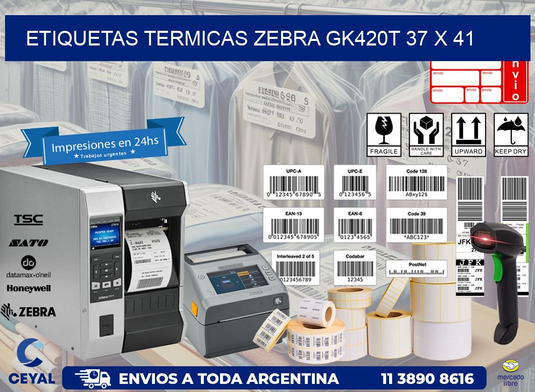 ETIQUETAS TERMICAS ZEBRA GK420T 37 x 41