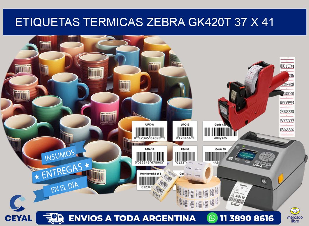 ETIQUETAS TERMICAS ZEBRA GK420T 37 x 41