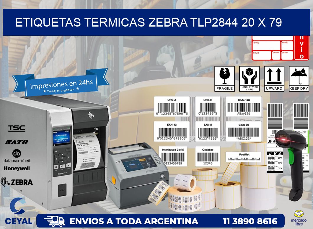 ETIQUETAS TERMICAS ZEBRA TLP2844 20 x 79
