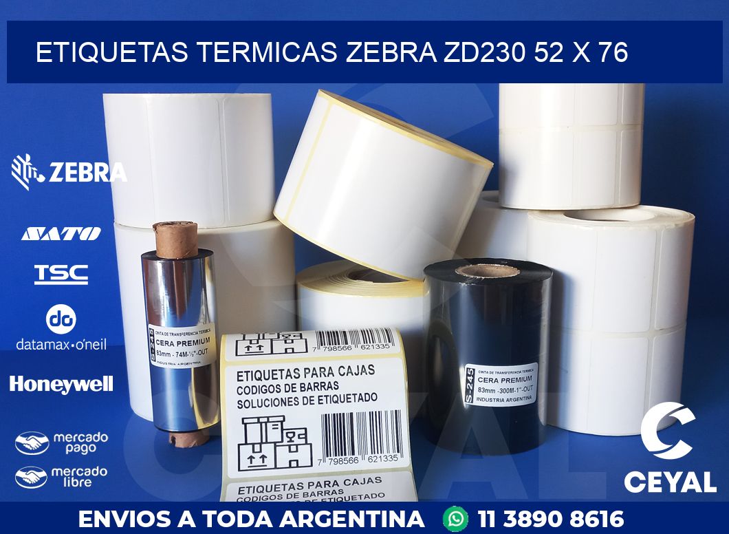 ETIQUETAS TERMICAS ZEBRA ZD230 52 x 76