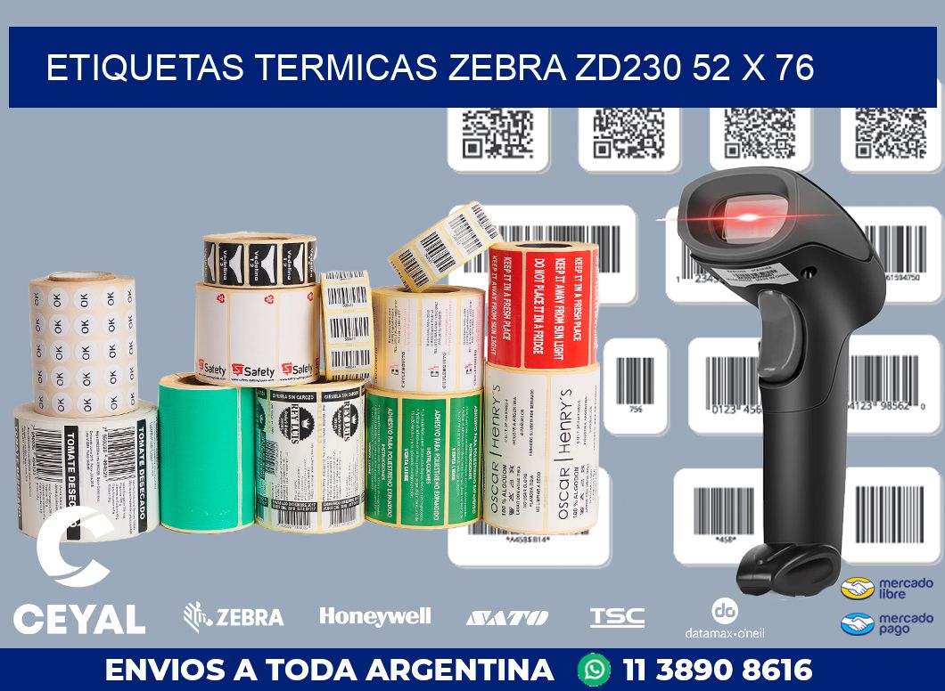 ETIQUETAS TERMICAS ZEBRA ZD230 52 x 76